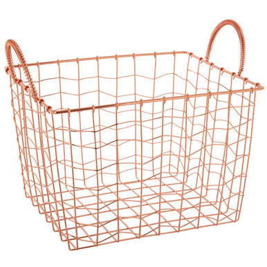 Orsina Vertex Wavy Grid Wire Basket – Rectangular Iron Storage Organizer