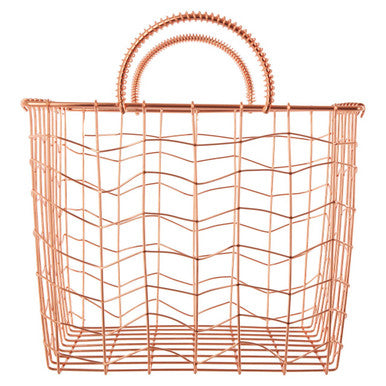 Orsina Vertex Wavy Grid Wire Basket – Rectangular Iron Storage Organizer