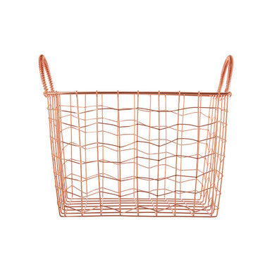 Orsina Vertex Wavy Grid Wire Basket – Rectangular Iron Storage Organizer