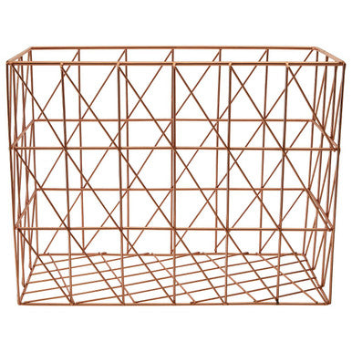 Orsina Vertex Copper Wire Basket – Rectangular Cross Design Storage