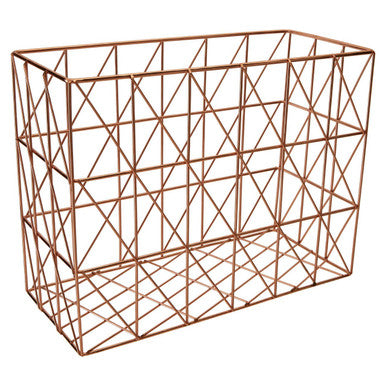 Orsina Vertex Copper Wire Basket – Rectangular Cross Design Storage