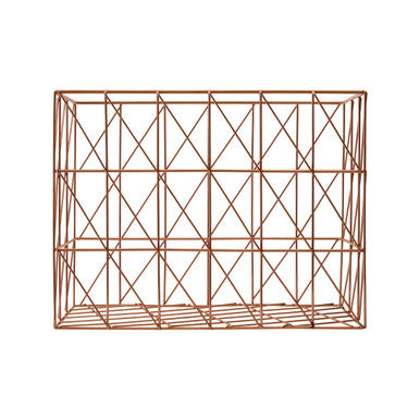Orsina Vertex Copper Wire Basket – Rectangular Cross Design Storage