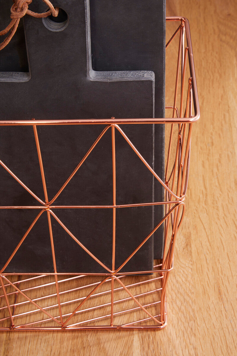 Orsina Vertex Copper Wire Basket – Rectangular Cross Design Storage