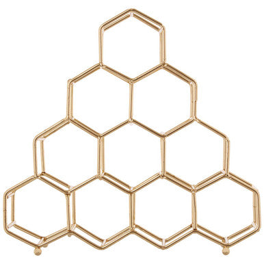 Orsina Gold Spice Rack – 10 Bottle Honeycomb Metal Kitchen Organizer