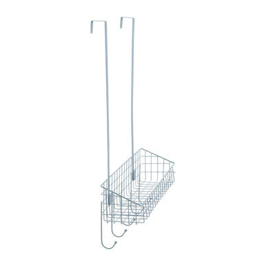 Orsina Over The Door Hanger Shelf – Grey Metal Wire Storage with 5 Hooks