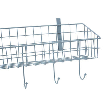 Orsina Over The Door Hanger Shelf – Grey Metal Wire Storage with 5 Hooks