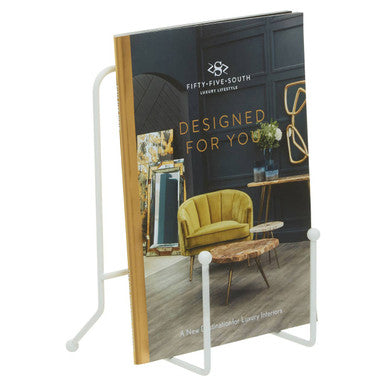 Orsina Reyna Cookbook Stand – Matt White Metal Recipe & Tablet Holder