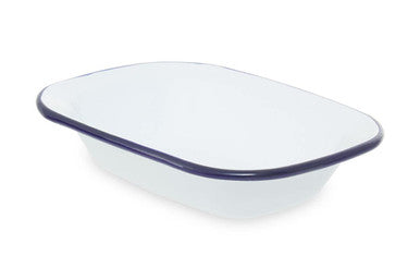 Orsina From Scratch 22cm Rectangular Pie Dish – Blue Rim Enamel