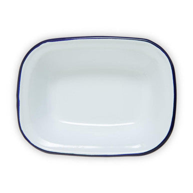 Orsina From Scratch 22cm Rectangular Pie Dish – Blue Rim Enamel