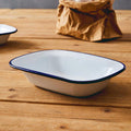 Orsina From Scratch 22cm Rectangular Pie Dish – Blue Rim Enamel