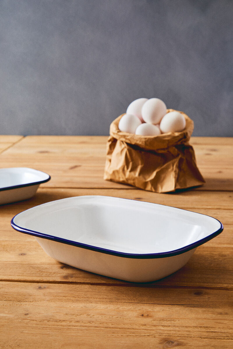 Orsina From Scratch 20cm Rectangular Pie Dish – Blue & White Enamel