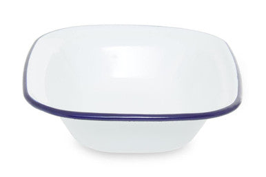Orsina Rectangular Pie Dish – 24cm White Enamel Baking Dish with Blue Rim