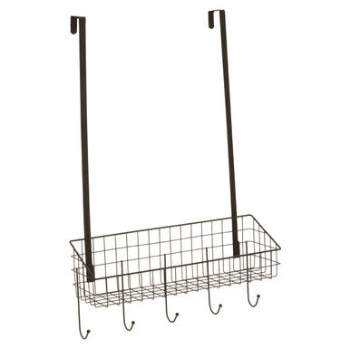 Orsina Kirby Over The Door Hanger – Iron 5-Hook Organizer with Shelf