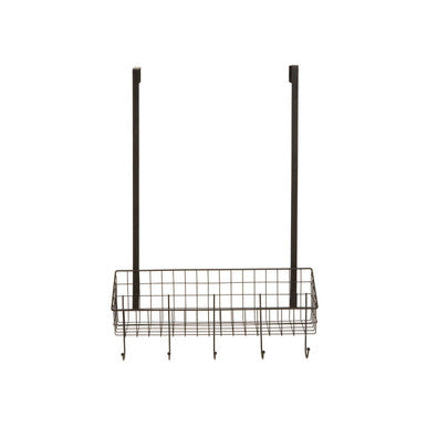 Orsina Kirby Over The Door Hanger – Iron 5-Hook Organizer with Shelf
