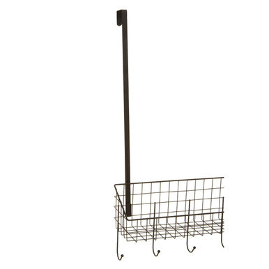 Orsina Kirby Over The Door Hanger – Iron 5-Hook Organizer with Shelf