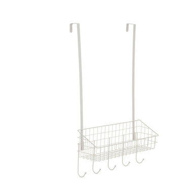 Orsina Kirby Over The Door Hanger – White Iron Organizer with 5 Hooks