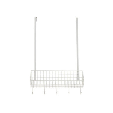 Orsina Kirby Over The Door Hanger – White Iron Organizer with 5 Hooks