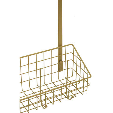 Orsina Kirby Gold Over The Door Hanger | Iron Storage Shelf & 5 Hooks