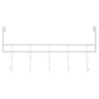 Orsina Jaxen Over Door Hanger – White 5-Swirl Hook Storage Rack