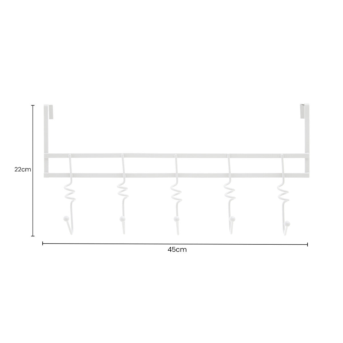 Orsina Jaxen Over Door Hanger – White 5-Swirl Hook Storage Rack