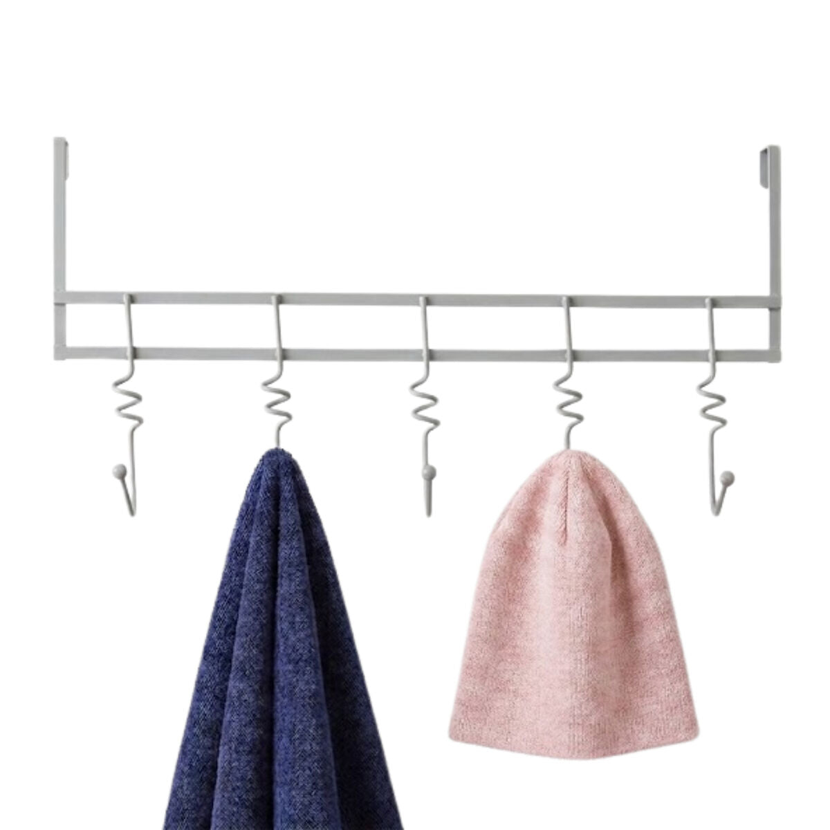 Orsina Jaxen Over Door Hanger – Matt Grey 5-Hook Metal Storage Rack