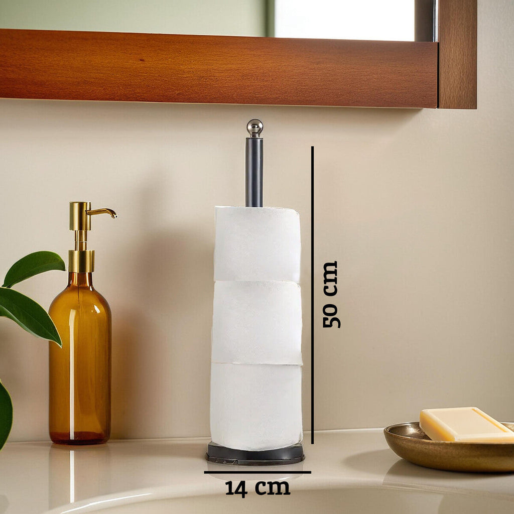 Orsina Adler Toilet Roll Holder – Freestanding Black & Stainless Steel