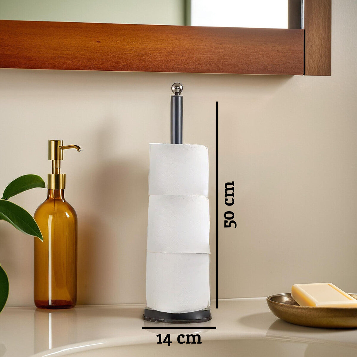 Orsina Adler Toilet Roll Holder – Freestanding Black & Stainless Steel