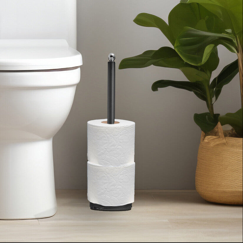 Orsina Adler Toilet Roll Holder – Freestanding Black & Stainless Steel