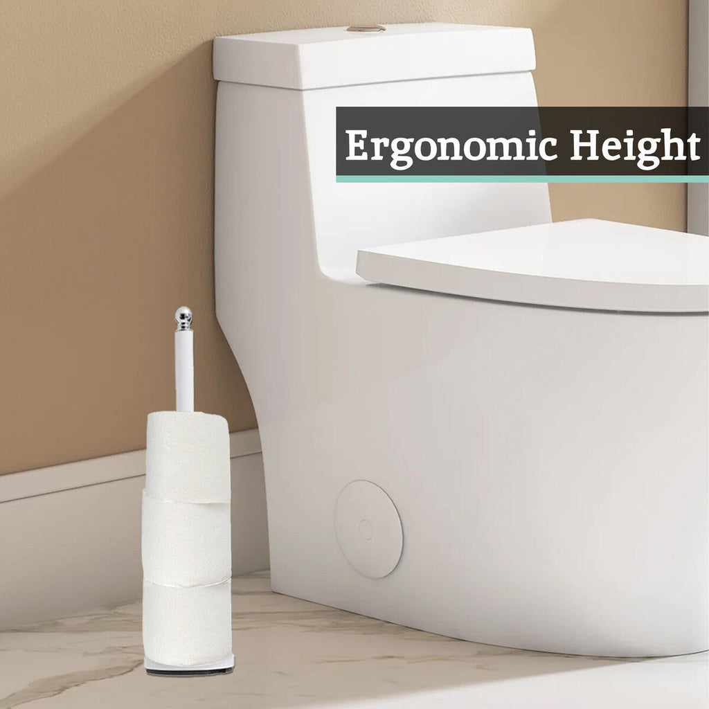 Orsina Adler Freestanding Toilet Roll Holder – White Iron & Silver