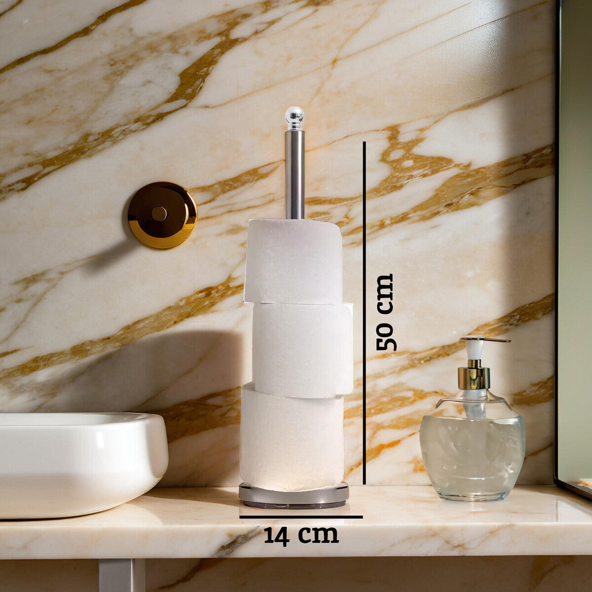 Orsina Adler Grey Toilet Roll Holder – Freestanding Stainless Steel