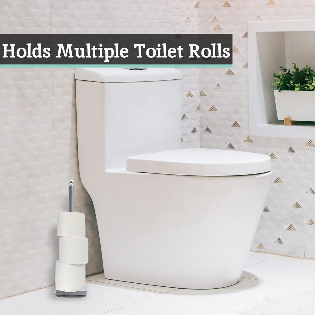 Orsina Adler Grey Toilet Roll Holder – Freestanding Stainless Steel
