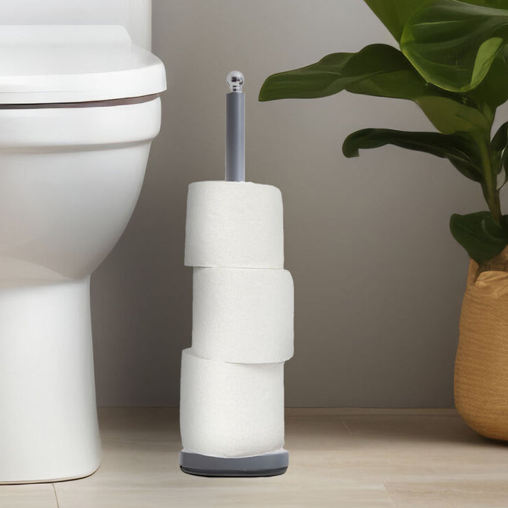 Orsina Adler Grey Toilet Roll Holder – Freestanding Stainless Steel