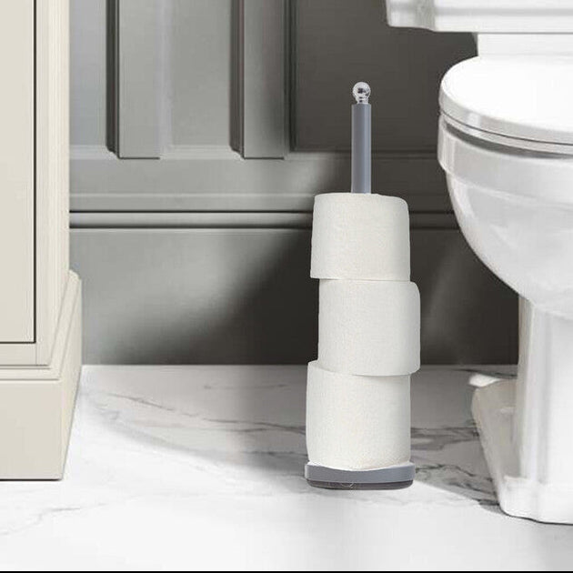 Orsina Adler Grey Toilet Roll Holder – Freestanding Stainless Steel