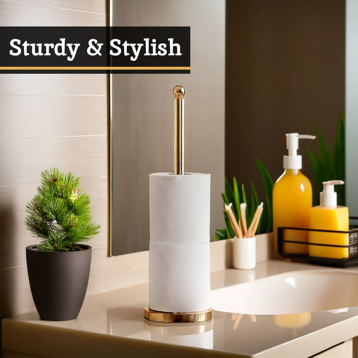 Orsina Adler Gold Freestanding Toilet Roll Holder – Stainless Steel