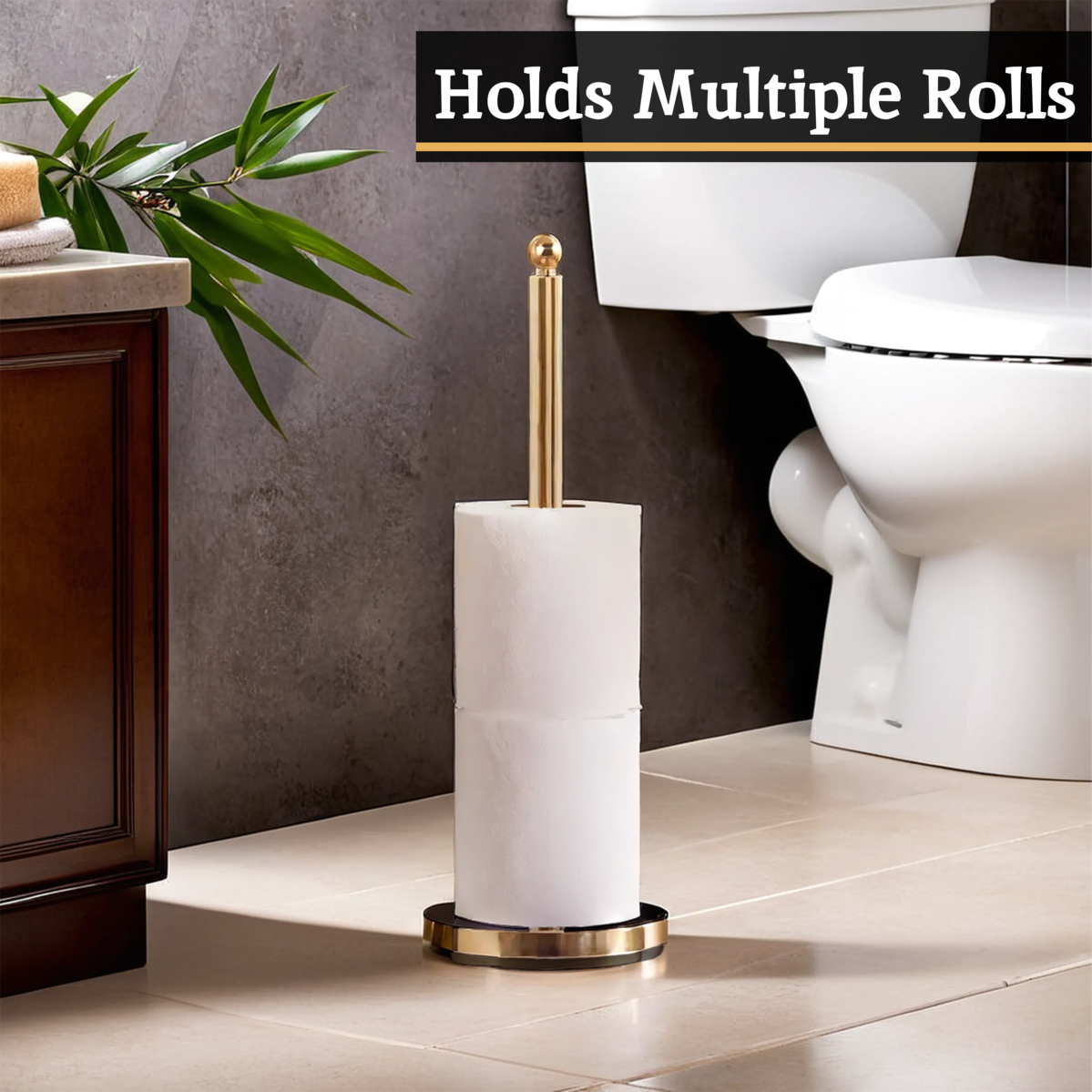 Orsina Adler Gold Freestanding Toilet Roll Holder – Stainless Steel