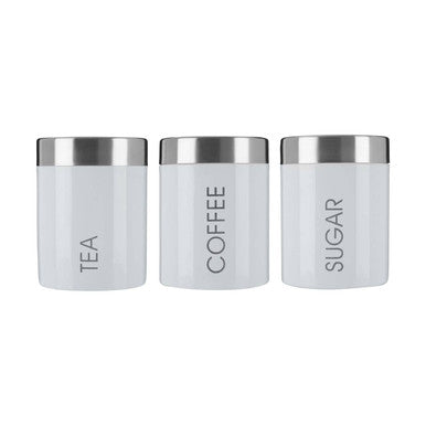 Orsina Liberty White Enamel Tea Coffee Sugar Set | 3-Piece Canister Trio