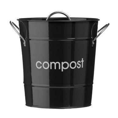Orsina Black Compost Bin | Galvanised Steel Kitchen Waste Caddy