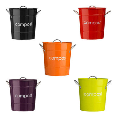 Orsina Red Compost Bin – Galvanised Steel Kitchen Scrap Bucket