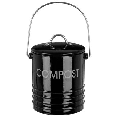 Orsina Black Metal Compost Bin with Handle and Odour Filter