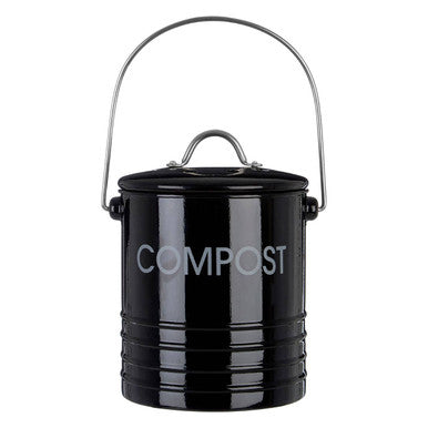 Orsina Black Metal Compost Bin with Handle and Odour Filter