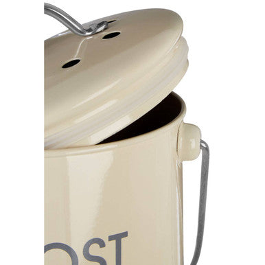 Orsina Cream Metal Compost Bin | Odour-Control Countertop Caddy
