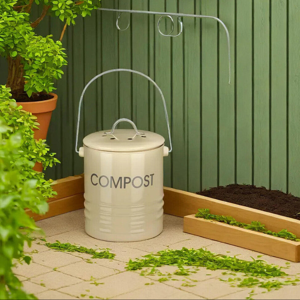 Orsina Cream Metal Compost Bin | Odour-Control Countertop Caddy