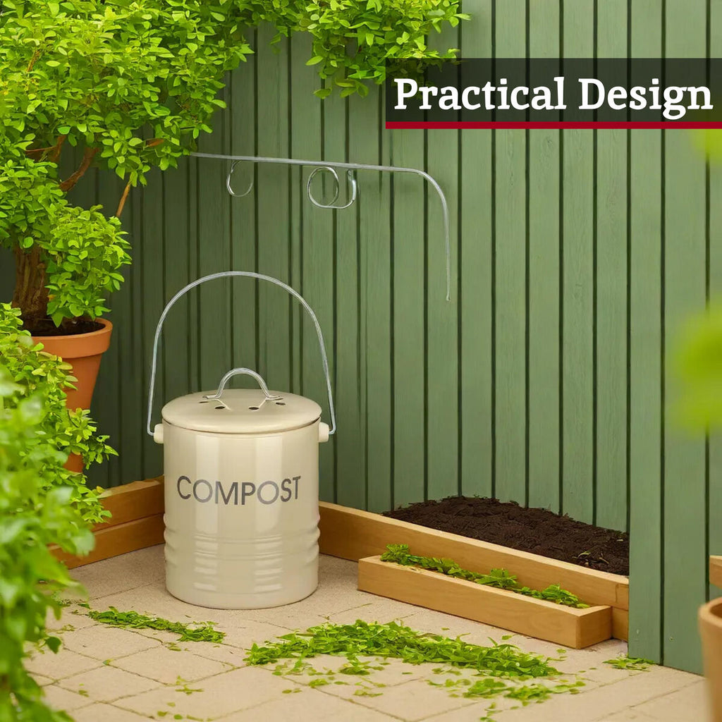 Orsina Cream Metal Compost Bin | Odour-Control Countertop Caddy