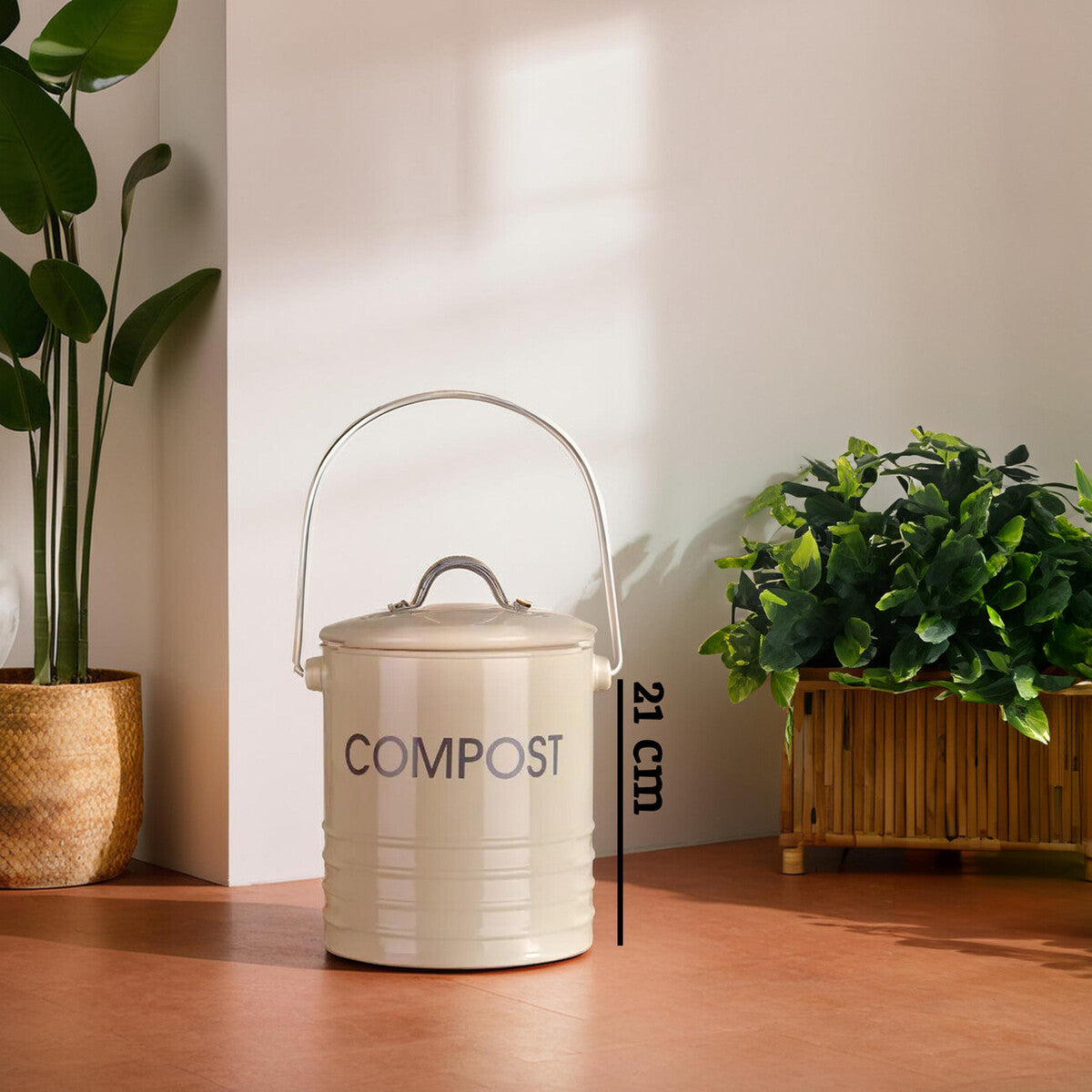 Orsina Cream Metal Compost Bin | Odour-Control Countertop Caddy