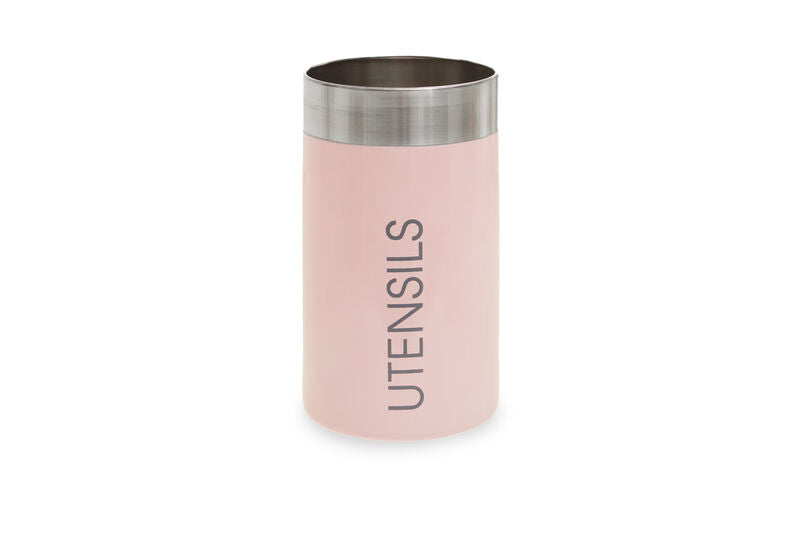 Orsina Liberty Utensil Holder – Pink Enamel & Stainless Steel Organizer