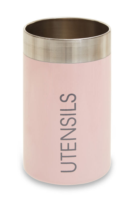 Orsina Liberty Utensil Holder – Pink Enamel & Stainless Steel Organizer