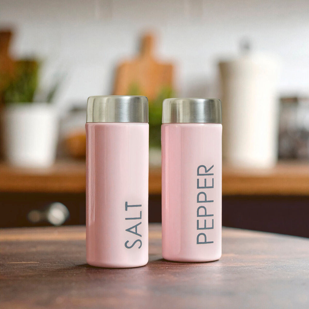 Orsina Liberty Light Pink Enamel Salt and Pepper Set – Stainless Steel