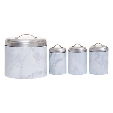 Orsina Easton 4-Piece Marble Effect Kitchen Storage Canister Set