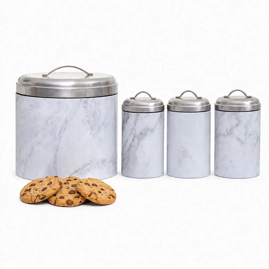 Orsina Easton 4-Piece Marble Effect Kitchen Storage Canister Set