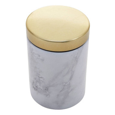 Orsina 5-Piece Kitchen Storage Set – White Marble & Gold Metal Canisters